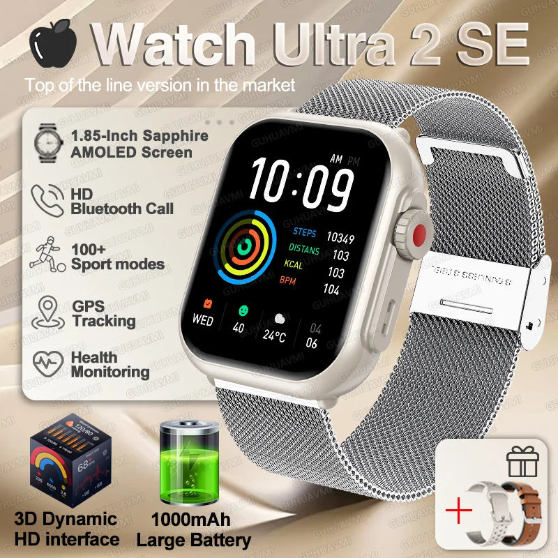 For IOS Watch Ultra 2 SE Men Women Smart Bracelet 1000Mah Battery GPS AMOLED Display Bluetooth Call Sport Waterproof Smart Watch