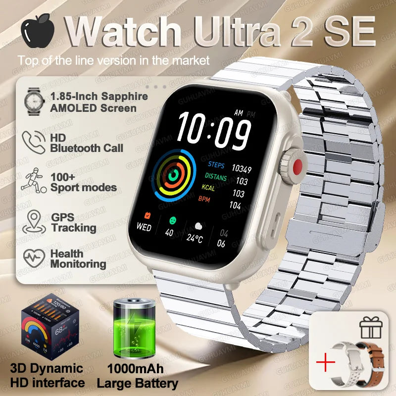 For IOS Watch Ultra 2 SE Men Women Smart Bracelet 1000Mah Battery GPS AMOLED Display Bluetooth Call Sport Waterproof Smart Watch