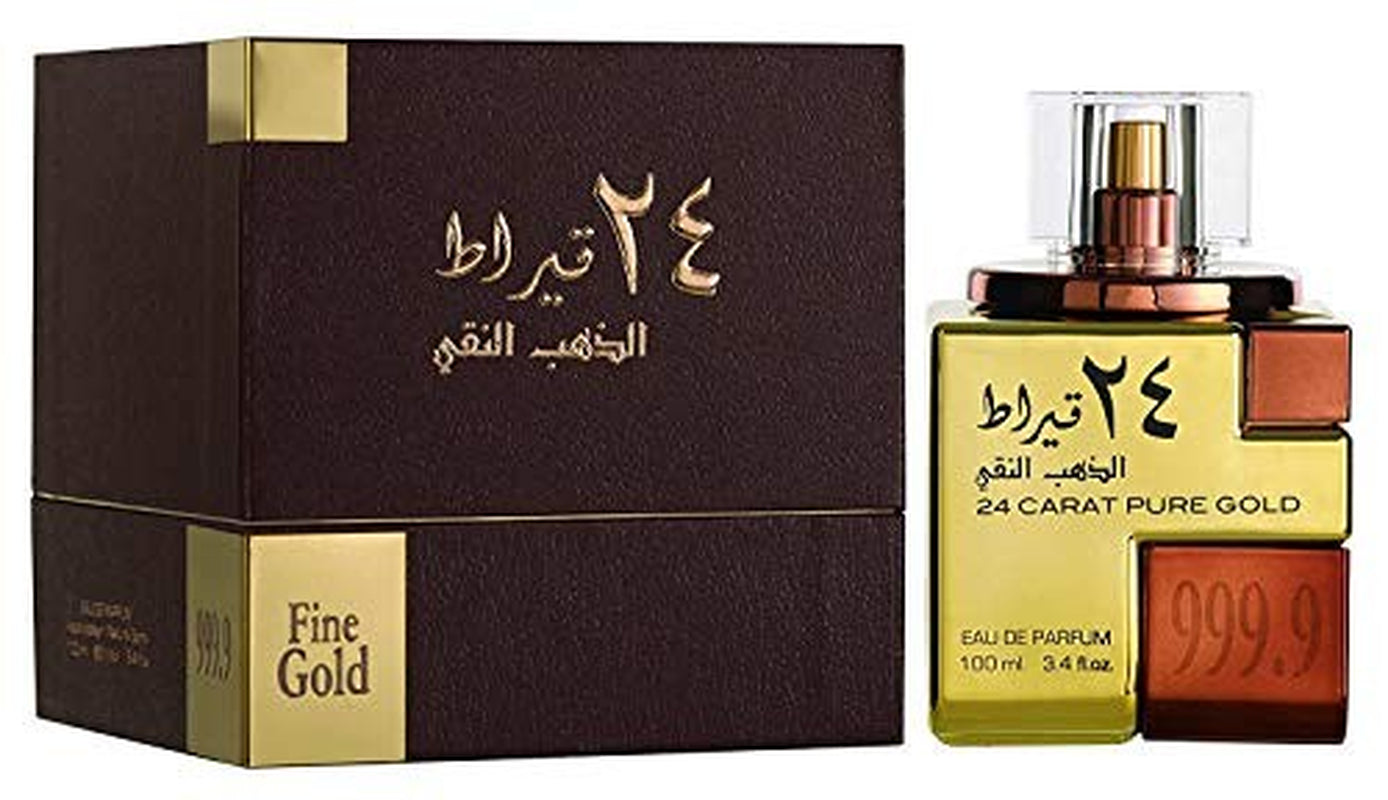Lattafa 24 Carat Pure Gold for Unisex Eau De Parfum Spray, 3.4 Ounce