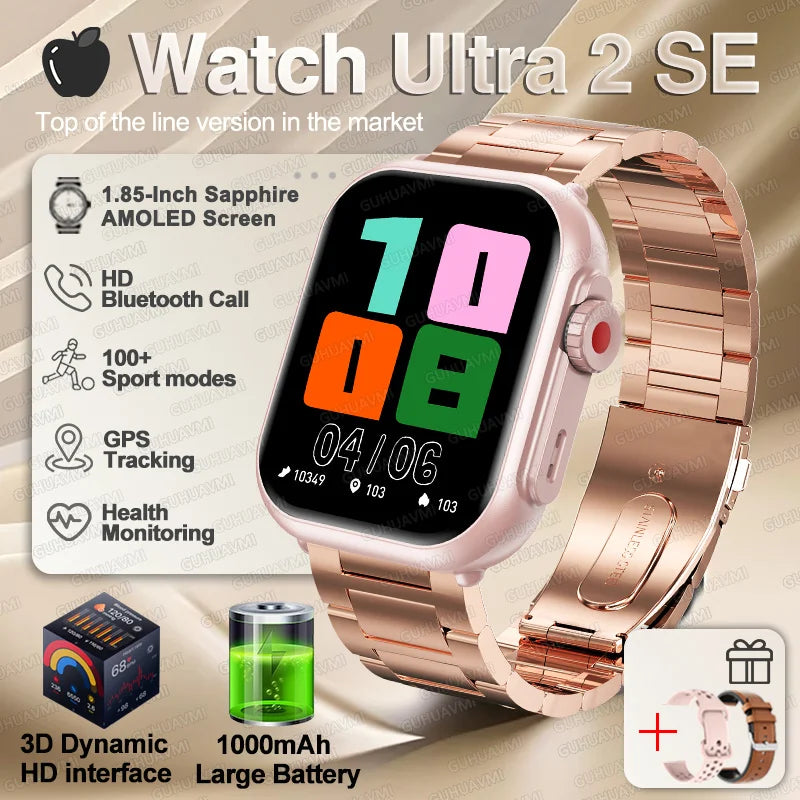 For IOS Watch Ultra 2 SE Men Women Smart Bracelet 1000Mah Battery GPS AMOLED Display Bluetooth Call Sport Waterproof Smart Watch