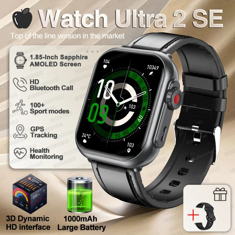 For IOS Watch Ultra 2 SE Men Women Smart Bracelet 1000Mah Battery GPS AMOLED Display Bluetooth Call Sport Waterproof Smart Watch