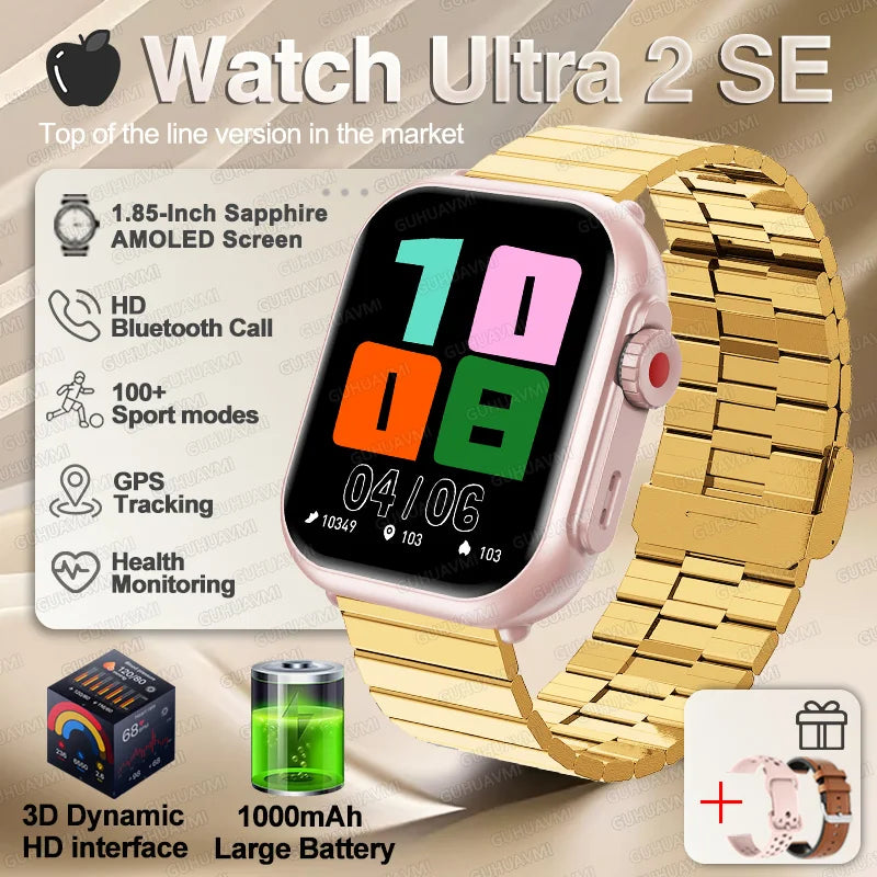 For IOS Watch Ultra 2 SE Men Women Smart Bracelet 1000Mah Battery GPS AMOLED Display Bluetooth Call Sport Waterproof Smart Watch